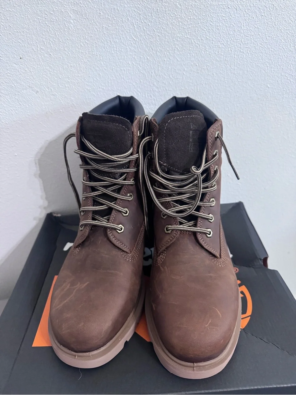 Timberland PRO Brown Leather Work Boots with Black Collar